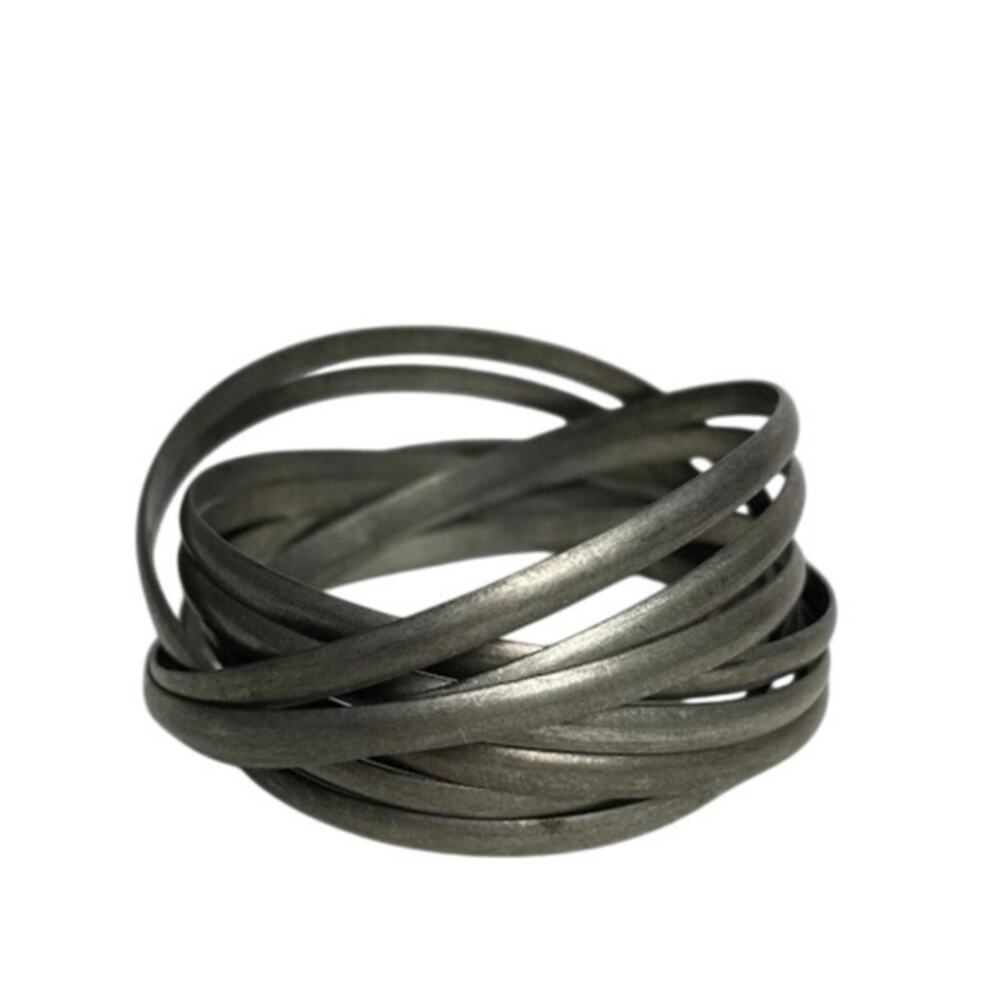 Vintage Interlocking Silver tone Bangle Bracelets Eight Crossed‎ Wrist Bracelets